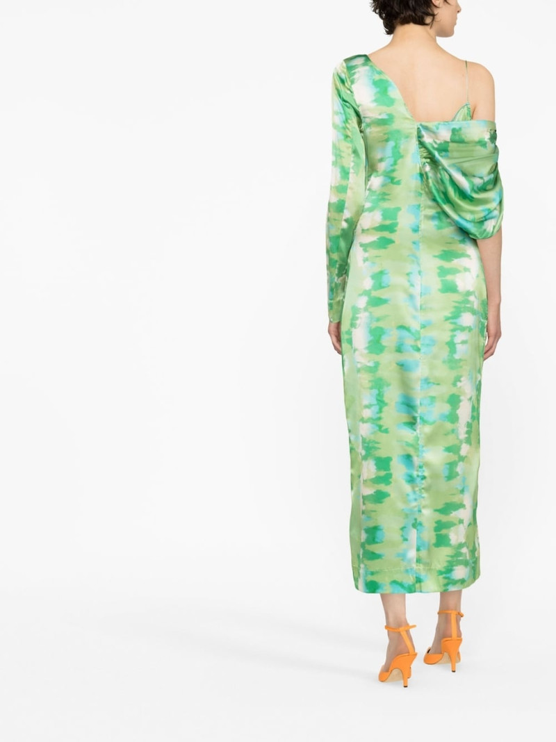 printed off-shoulder silk dress 3