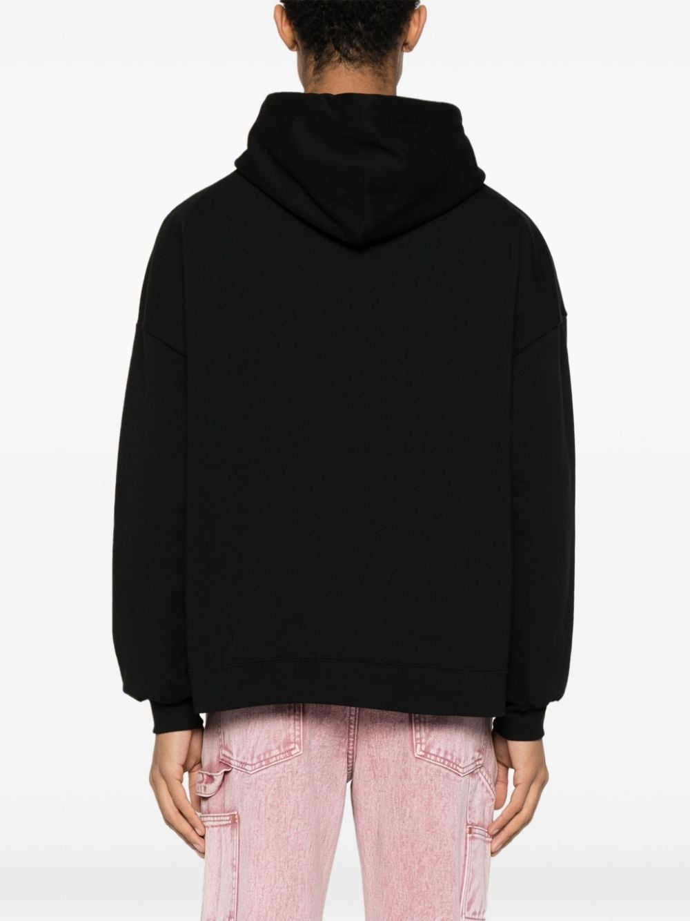 crystal-embellished-logo cotton hoodie - 4