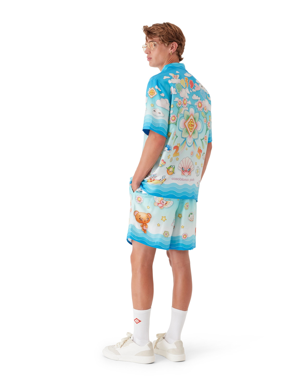 Kawaii Motif Silk Twill Shorts | Casablanca Paris - 3