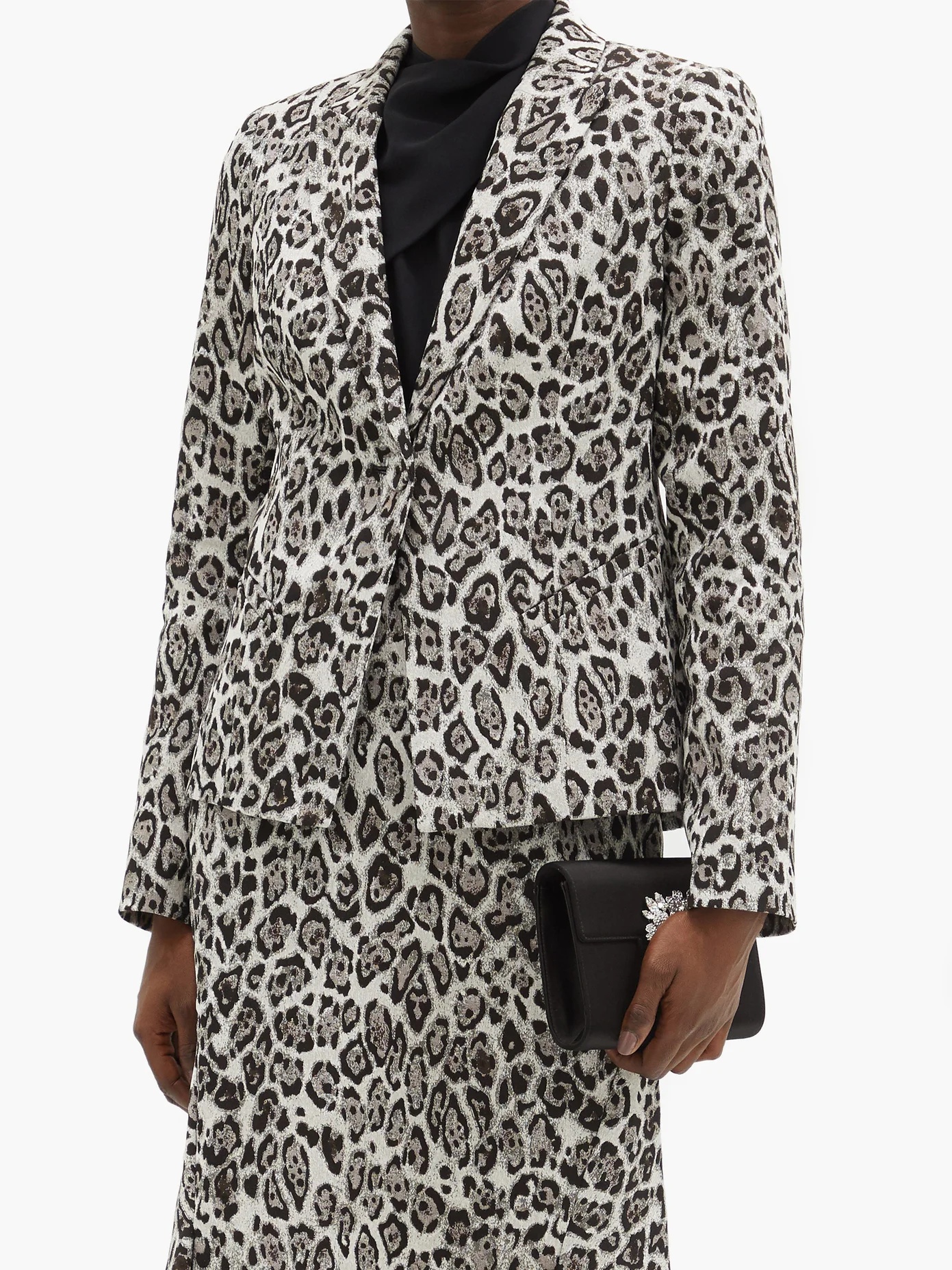 Iris single-breasted leopard-jacquard jacket - 7