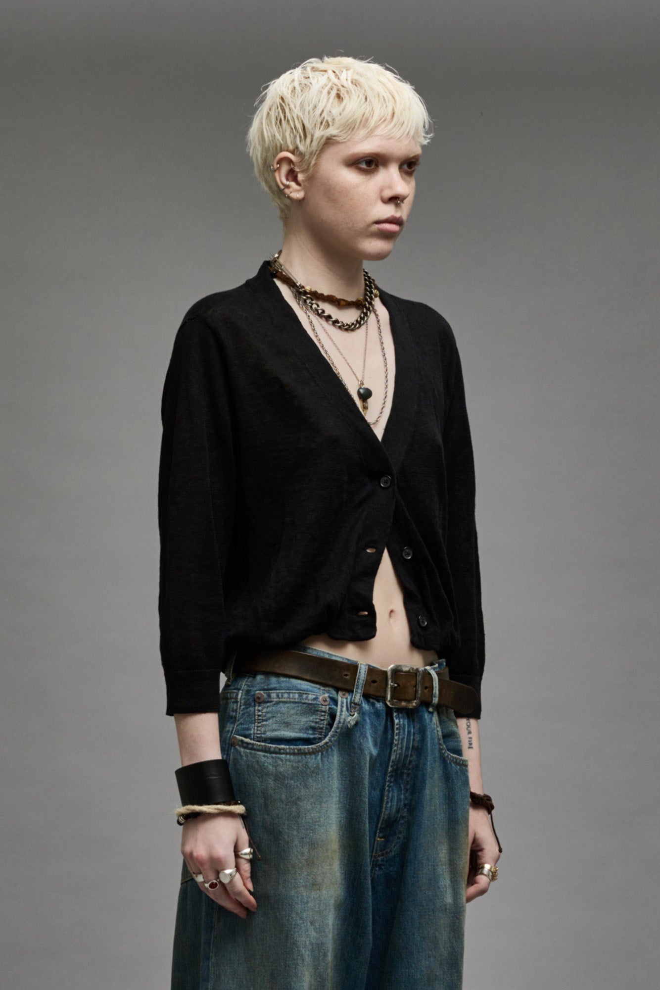 BALLOON CARDIGAN - BLACK - 5