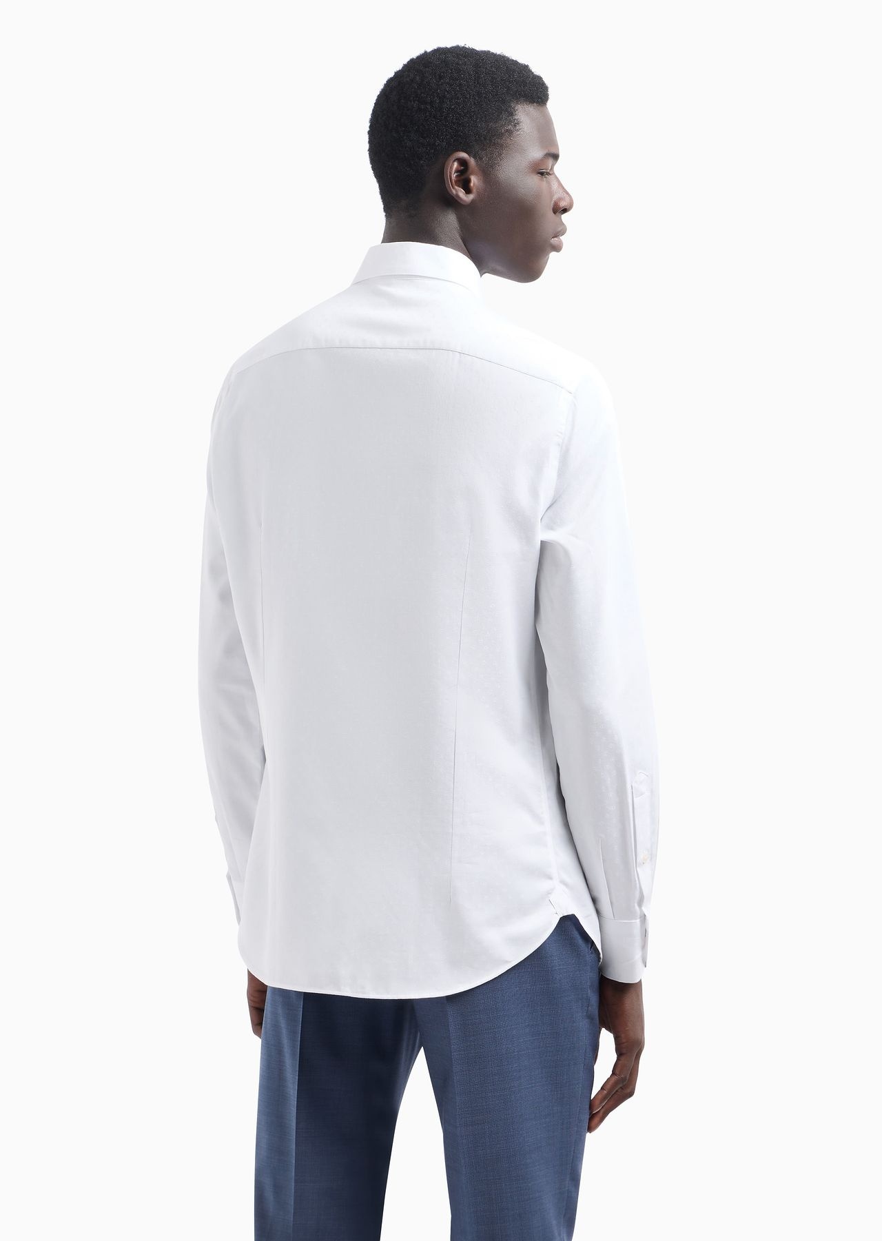 Cotton shirt with all-over jacquard logo lettering dots - 3