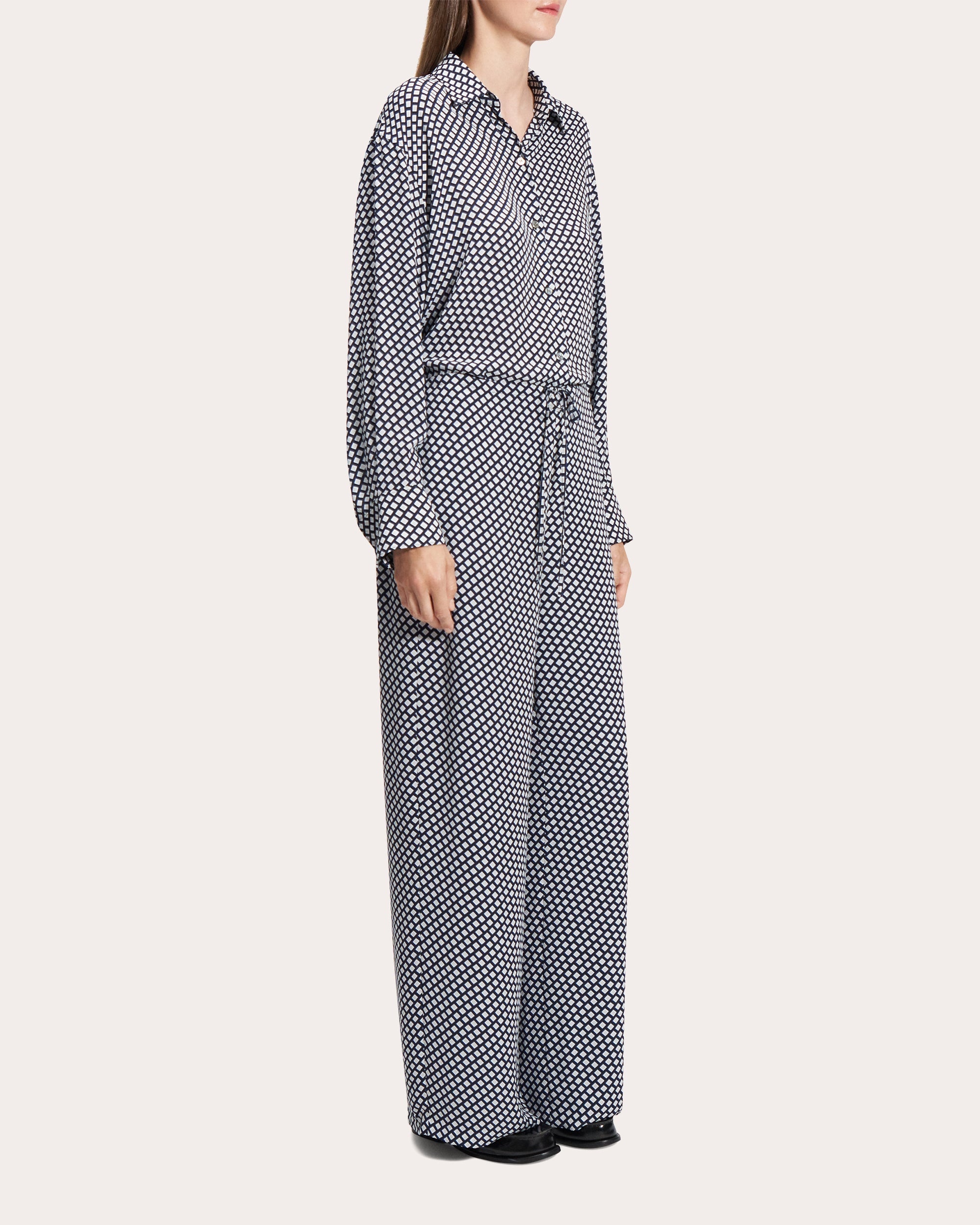 Geometric Drawstring Wide-Leg Pants - 2