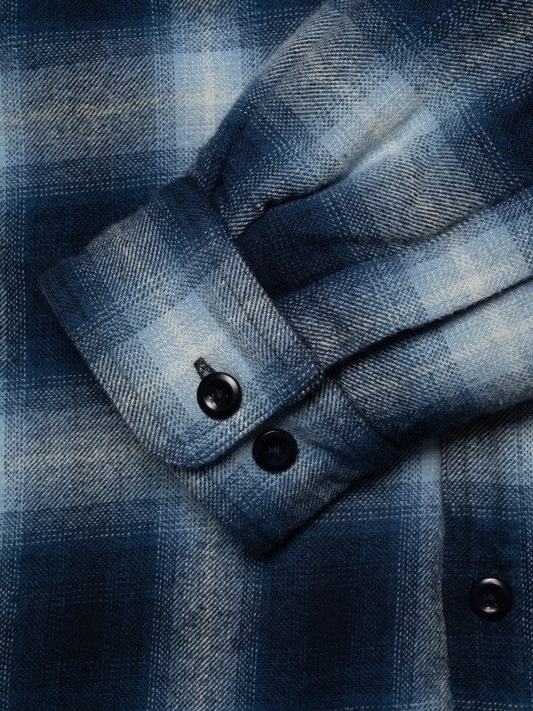 Glenn Padded Shadow Check Shirt Blue - 8