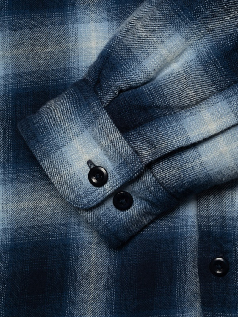 Glenn Padded Shadow Check Shirt Blue 8