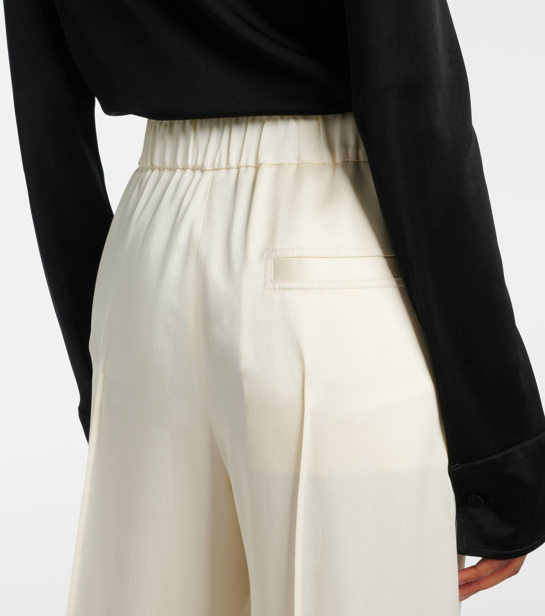 Gathered satin wide-leg pants - 6