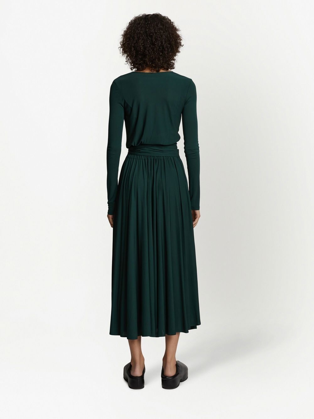 long-sleeved crepe wrap dress - 4