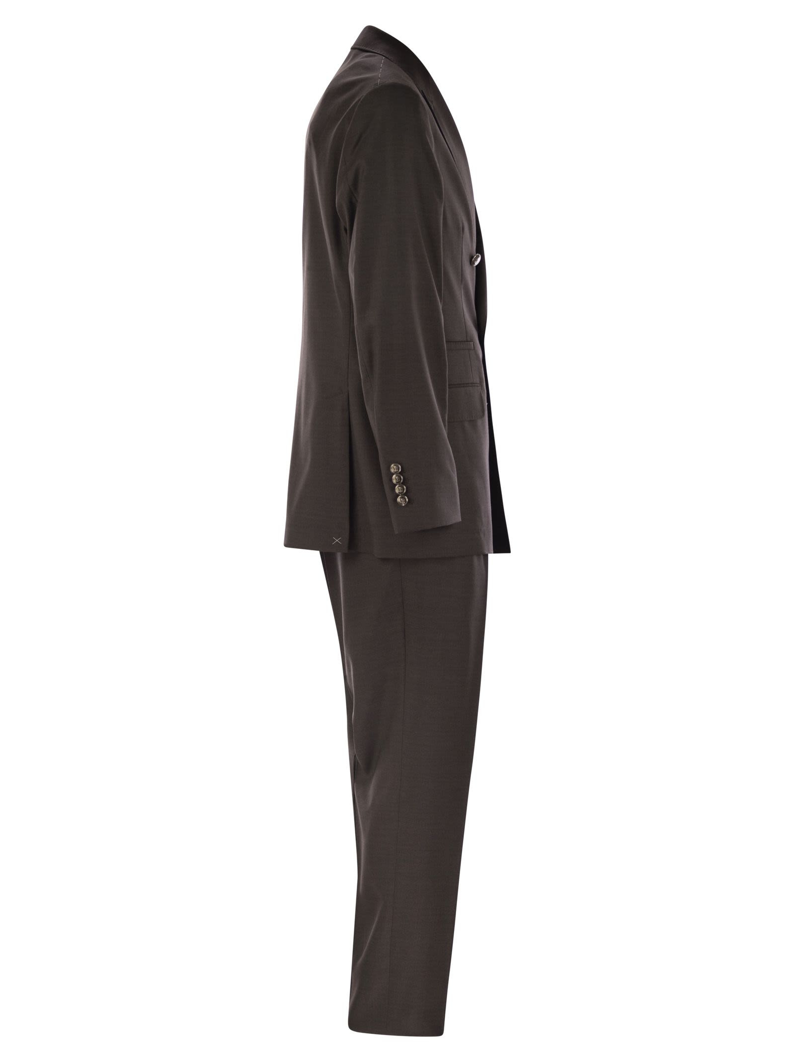 Brunello Cucinelli Men Set With Chest And Half Jacket And Leisure-Fit Trousers With Pleats - 3