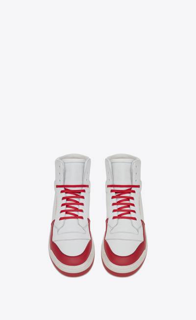 SAINT LAURENT sl24 mid-top sneakers in perforated and grained leather outlook
