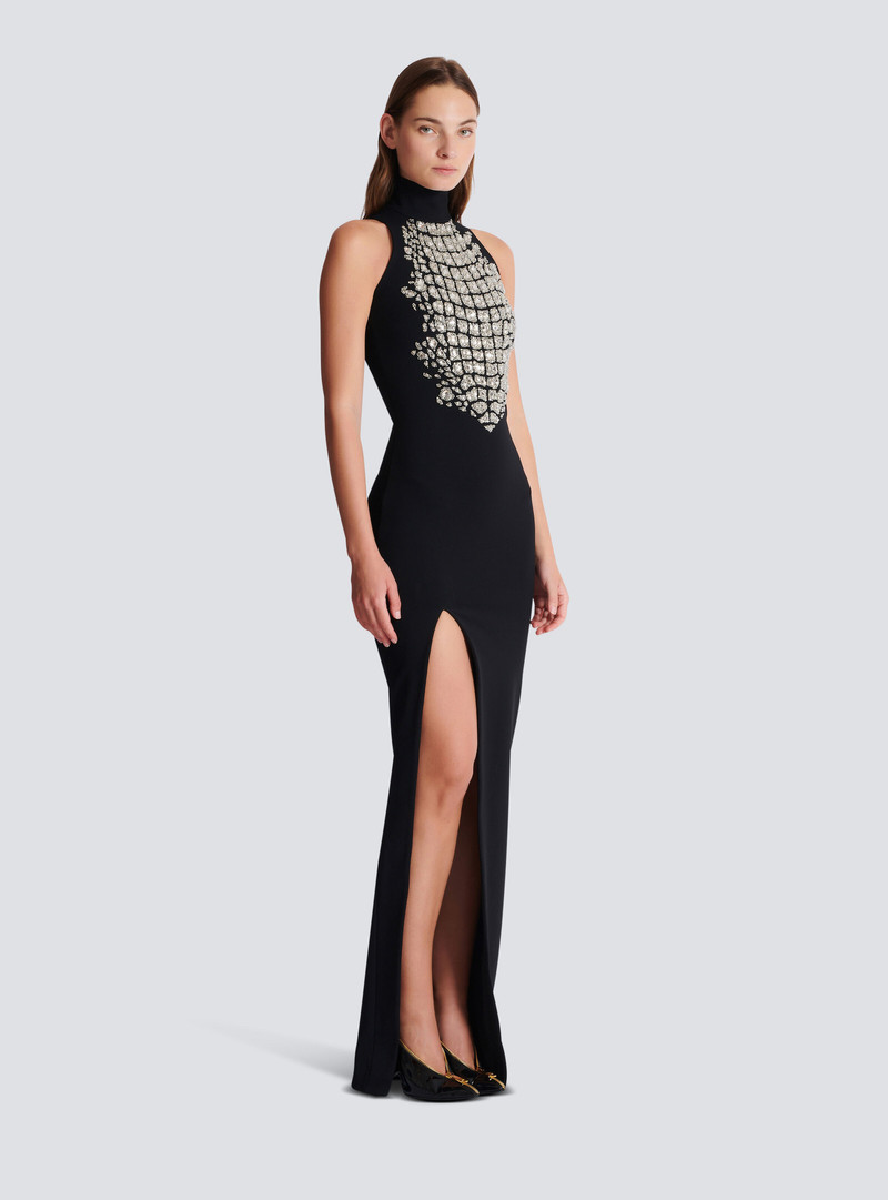 Long embroidered slit dress 3