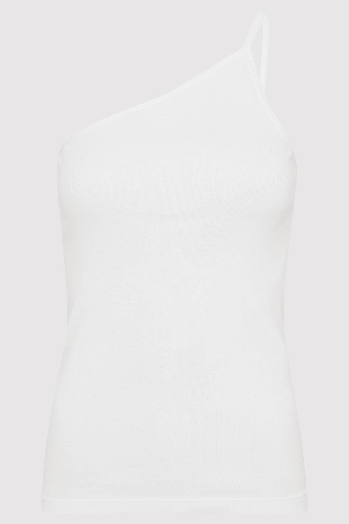 Organic Cotton One Shoulder Tank - White - 1