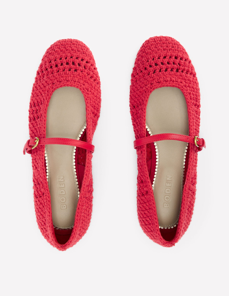 Crochet Mary Jane Flats-Post box Red 5
