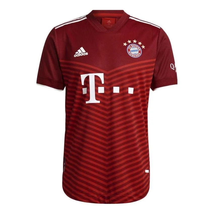 Men's adidas Bayern Munich 21/22 Home Stripe Printing Alphabet Pattern V Neck Short Sleeve Soccer/Fo - 1
