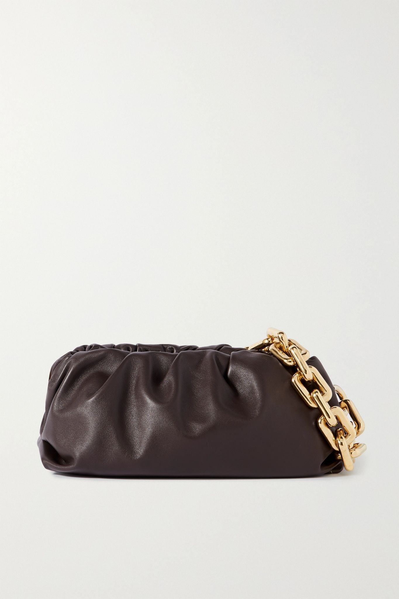 The Pouch chain-embellished gathered leather clutch - 1