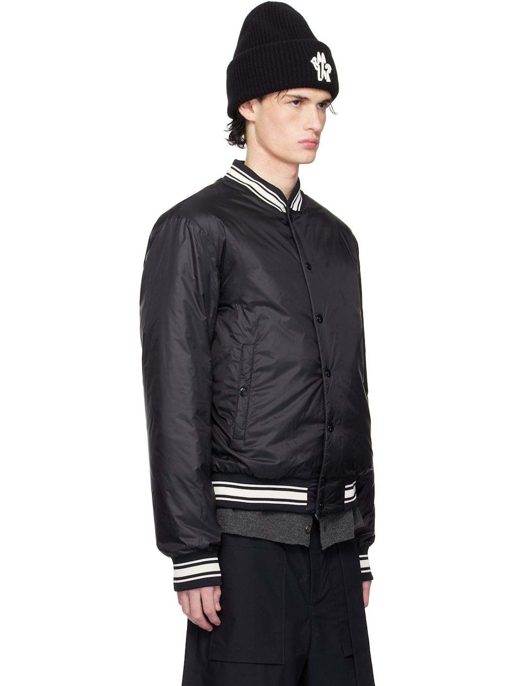 Black Bouchet Reversible Down Bomber Jacket - 2