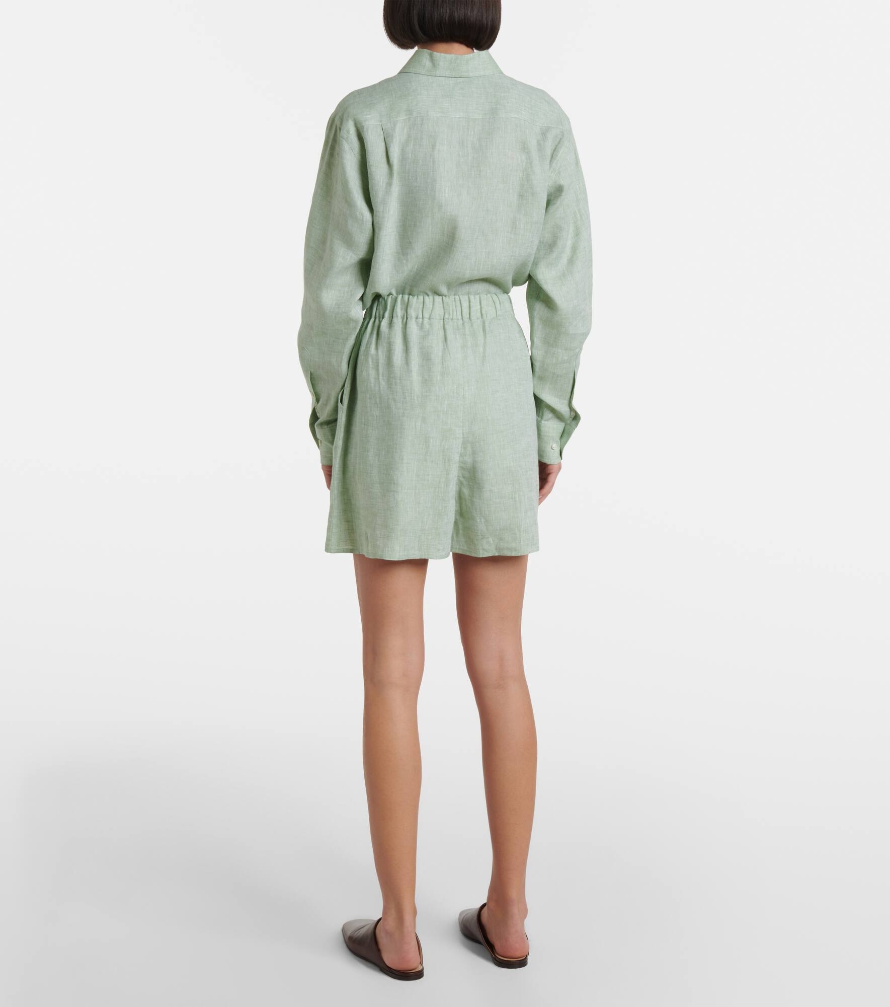 Angelo high-rise linen Bermuda shorts - 3