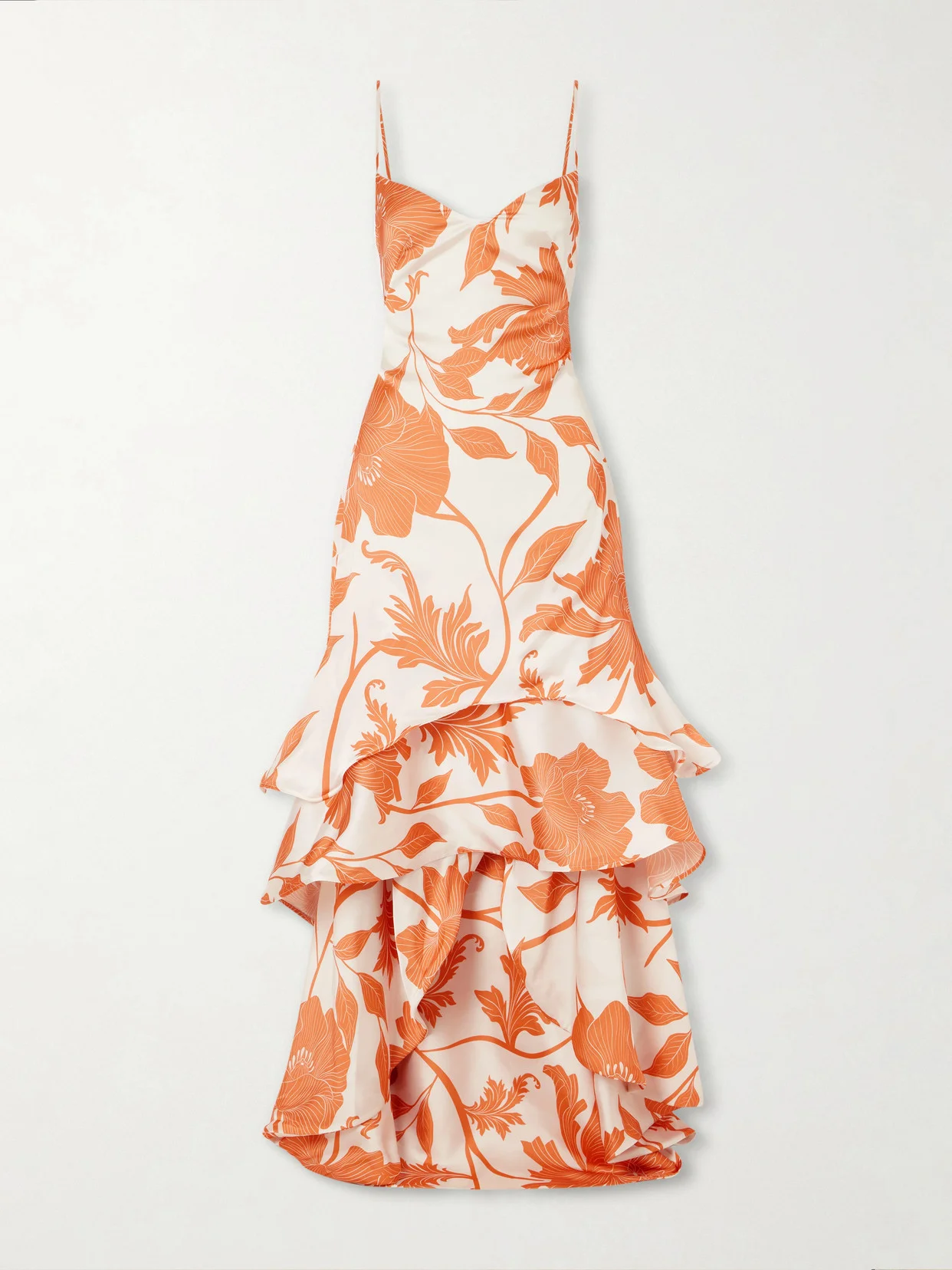 Estetica Pura Ruffled Tiered Floral-print Satin Maxi Dress - 1