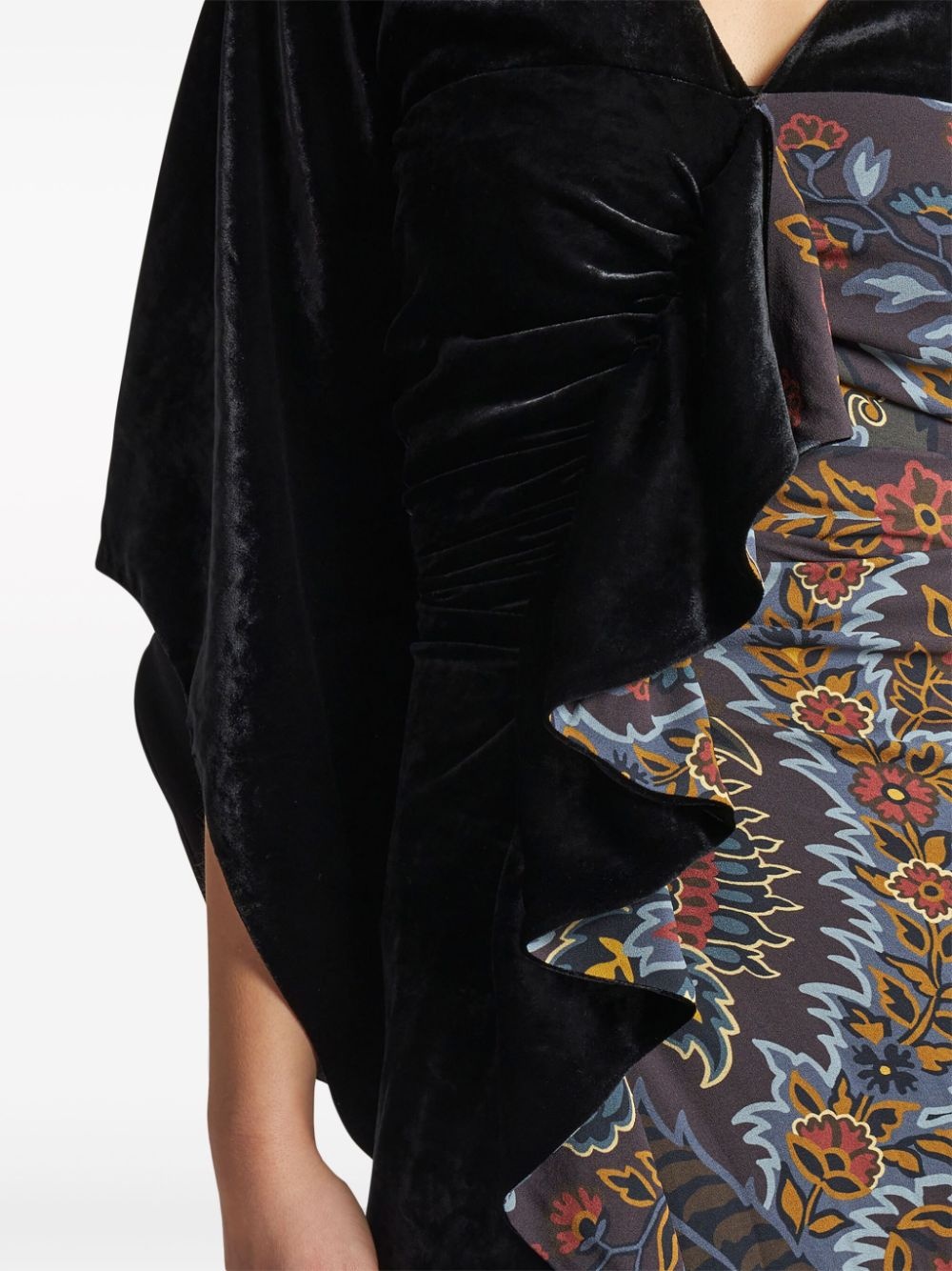 paisley contrasting print dress - 4