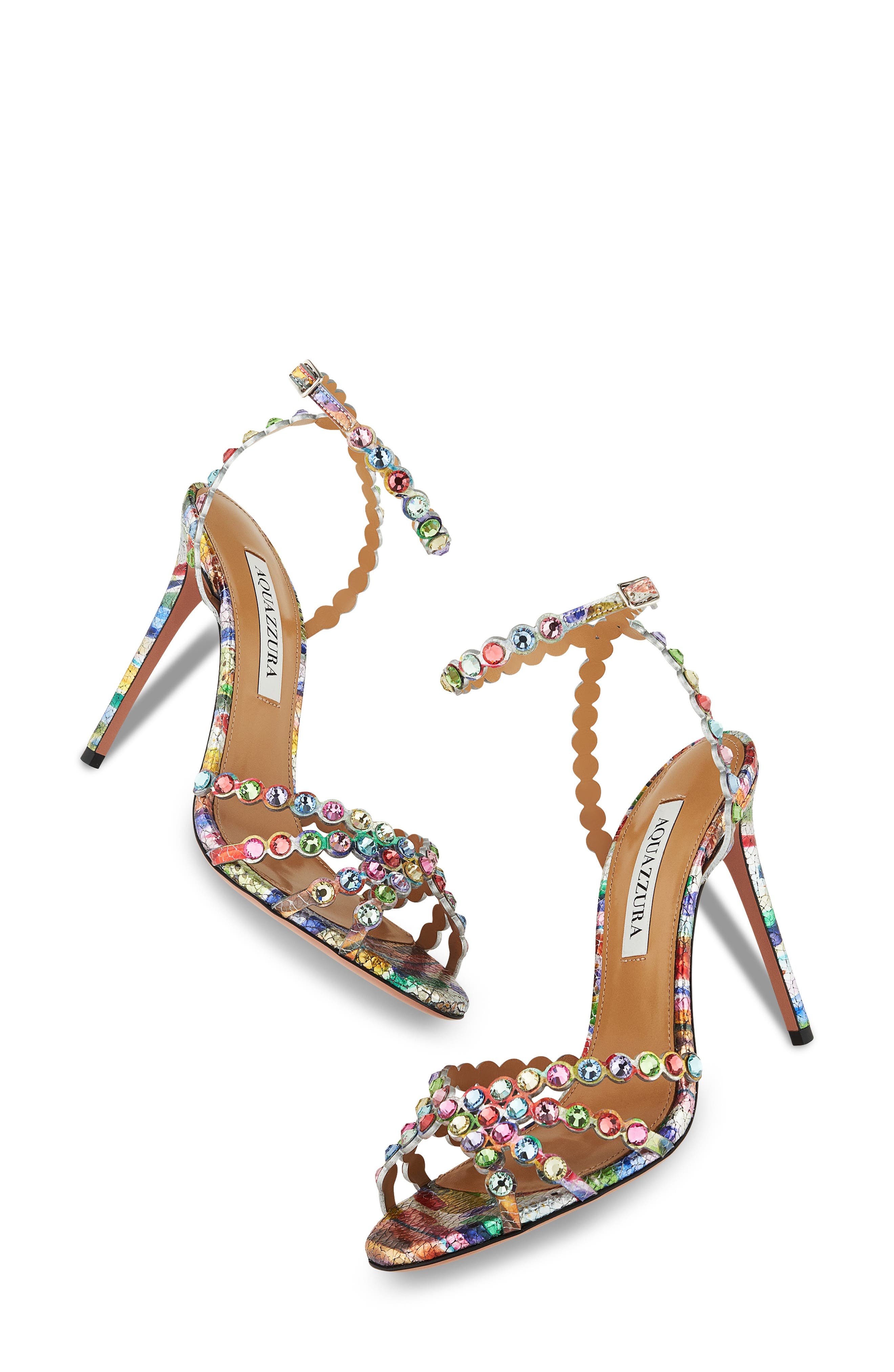 Aquazzura Tequila Crystal Ankle Strap Sandal in Rainbow at Nordstrom - 8