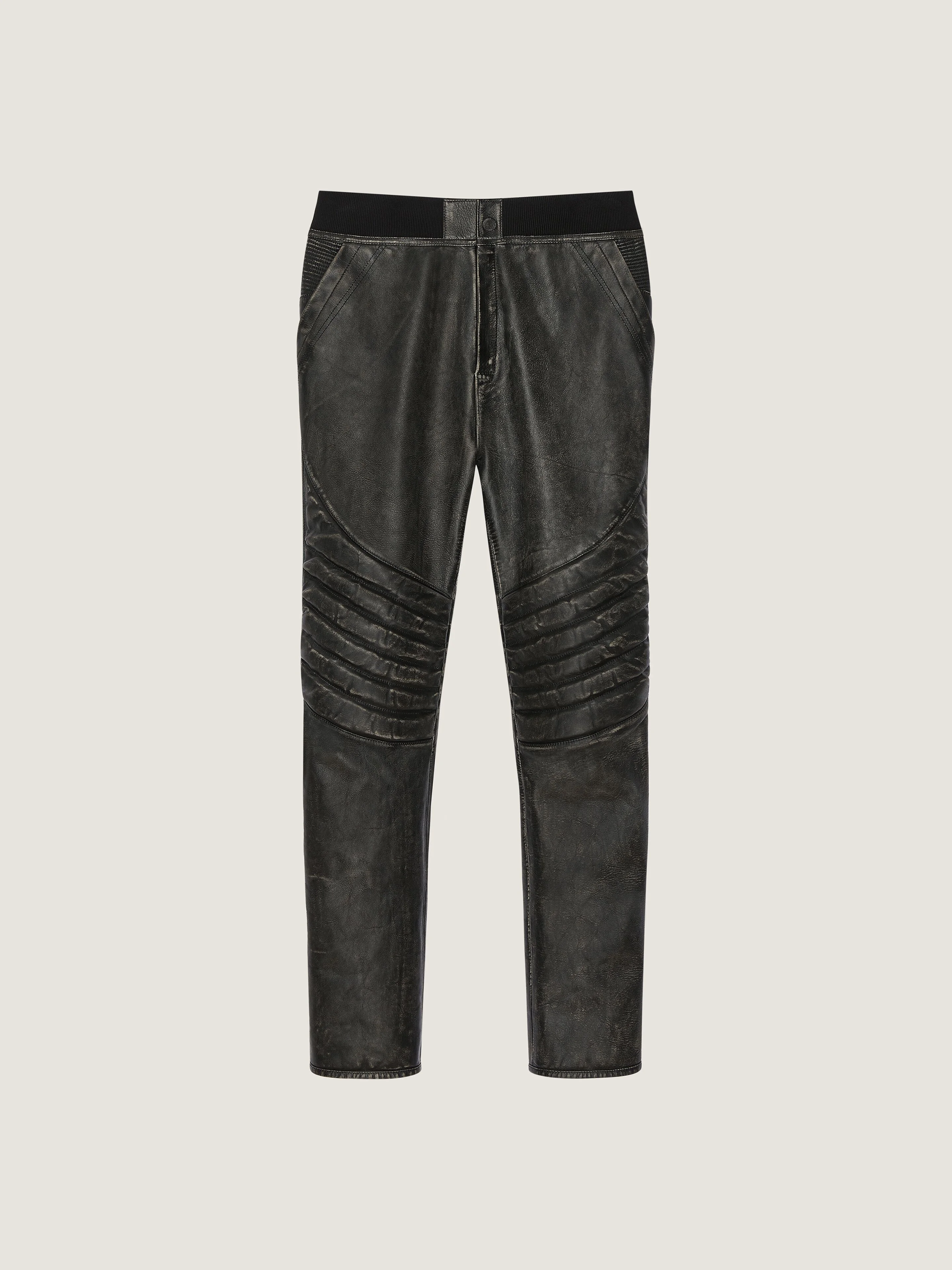 SLIM FIT BIKER PANTS IN LEATHER - 1