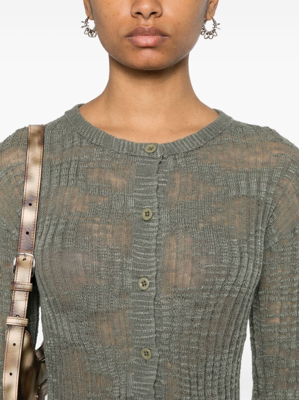 ribbed semi-sheer cardigan - 5