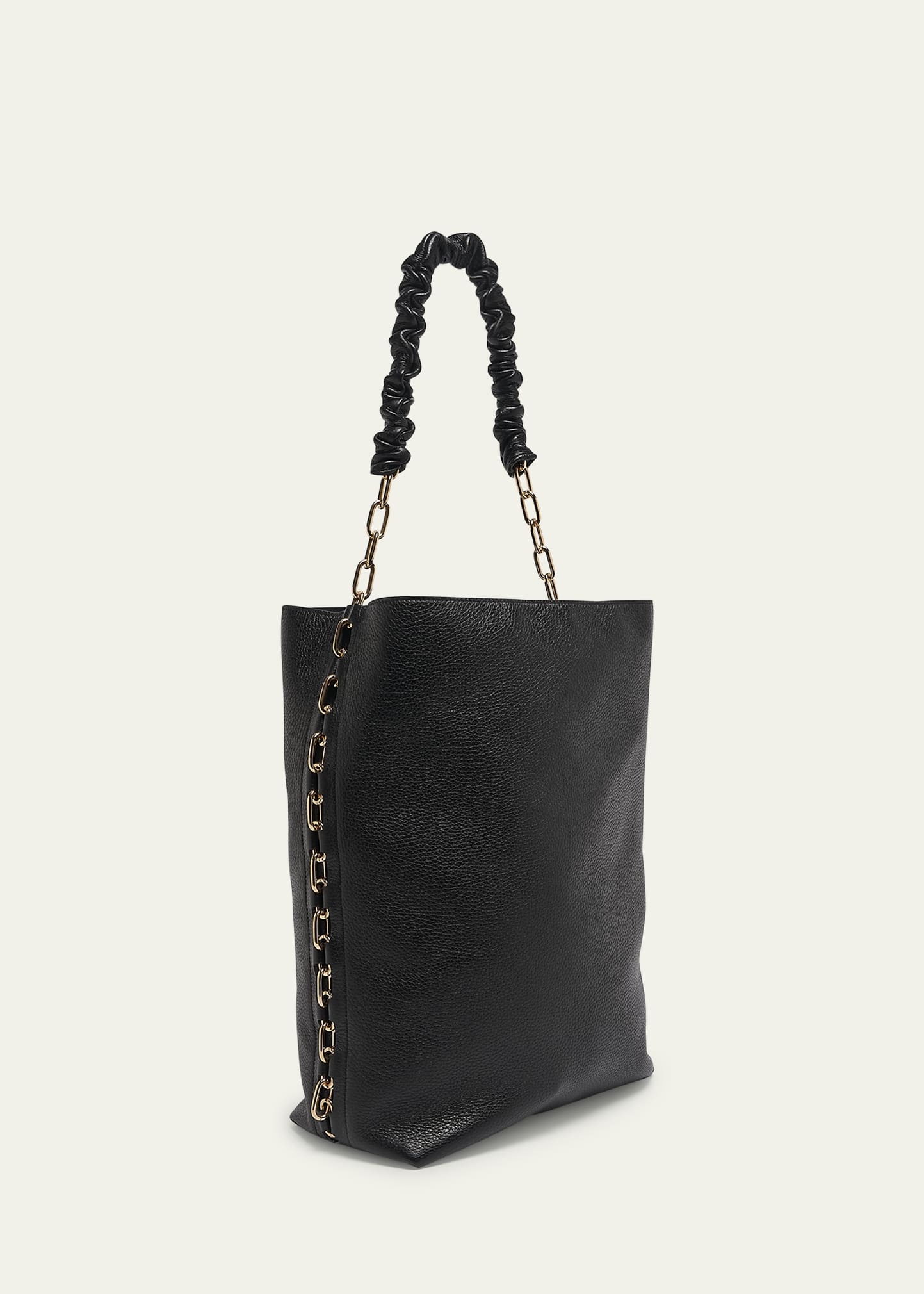 Chain Leather Tote Bag - 3
