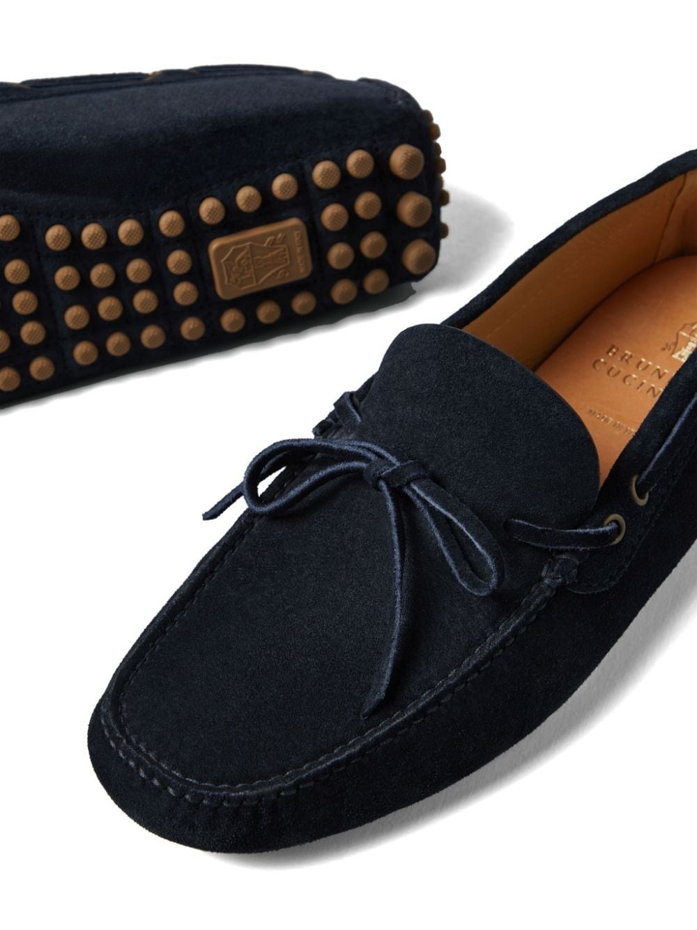 lace-detailed suede loafers - 4