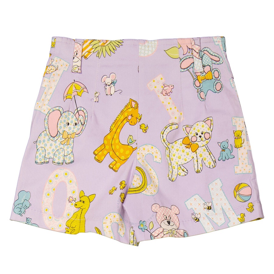 Moschino Ladies Purple All Over Logo Circus Print Shorts, Brand Size 38 (US Size 4) - 2