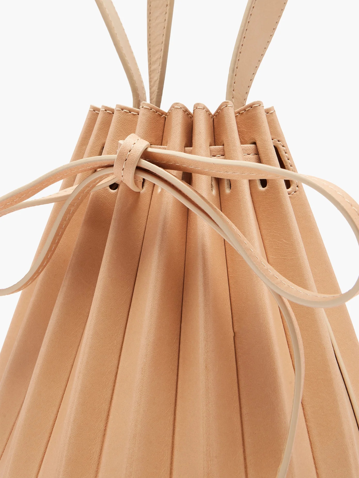 Pleated mini leather bucket bag - 6