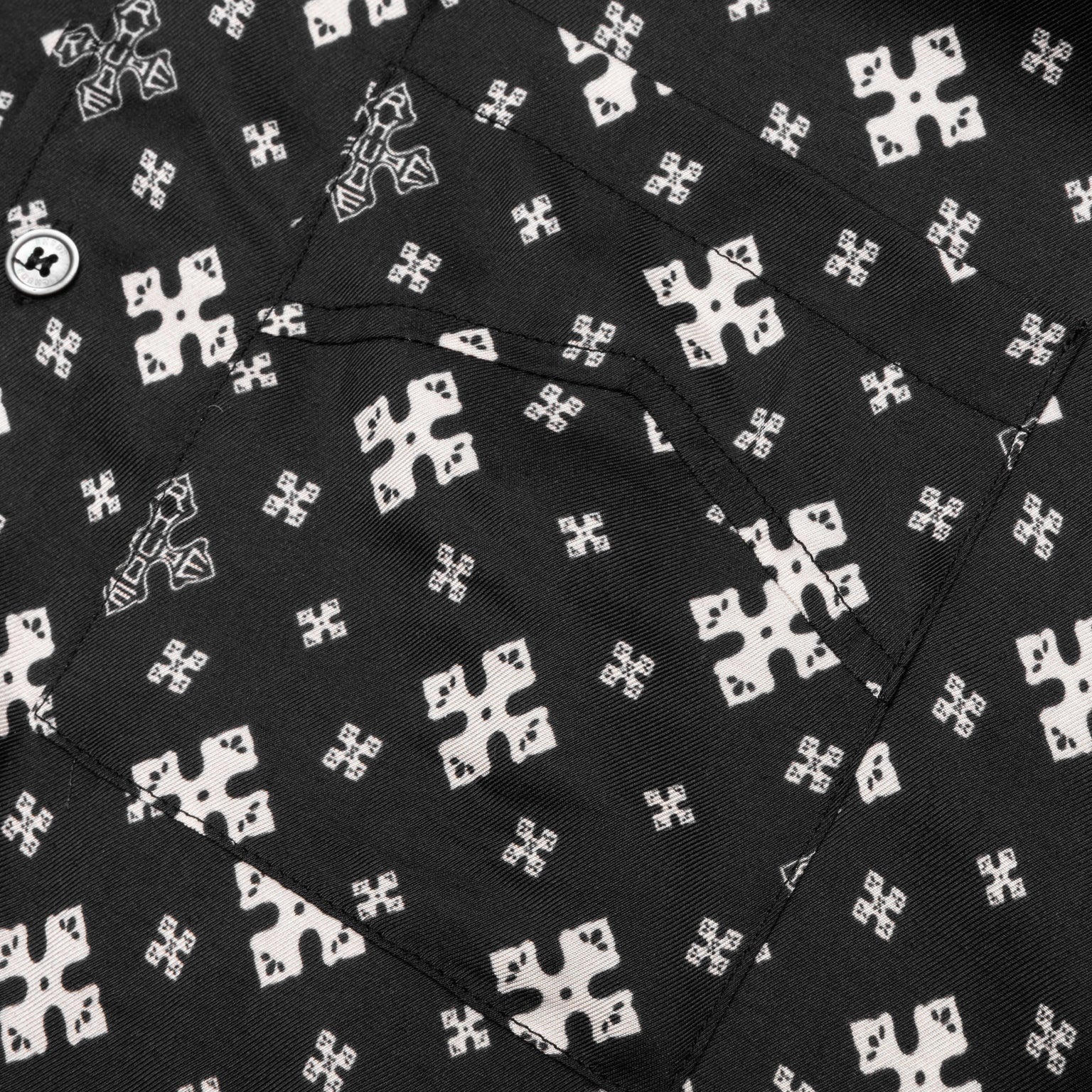CROSS BANDANA RAYON SHIRT - BLACK/WHITE - 4