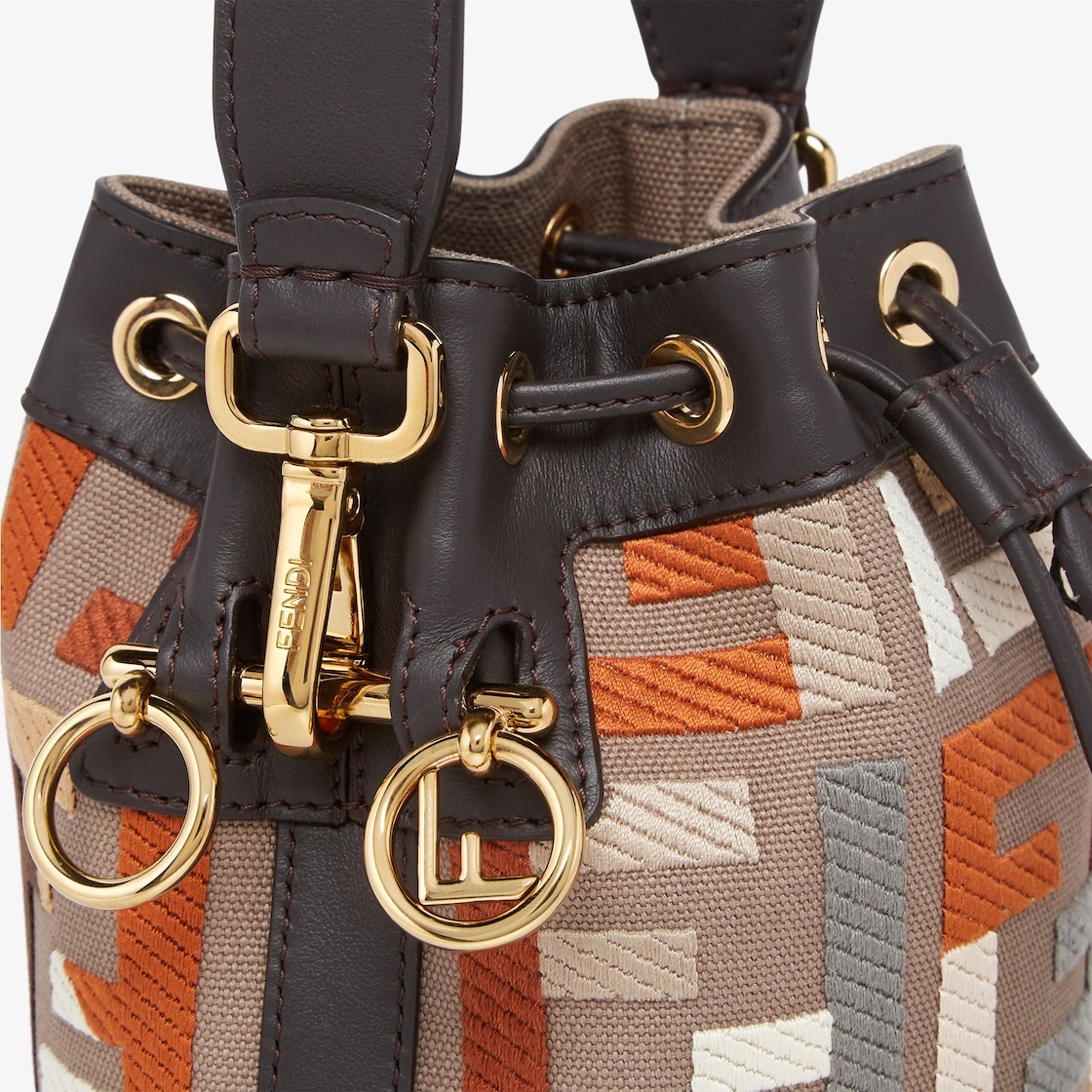 Fendi Mon Tresor Bucket Bag In FF Motif Calf Leather Black