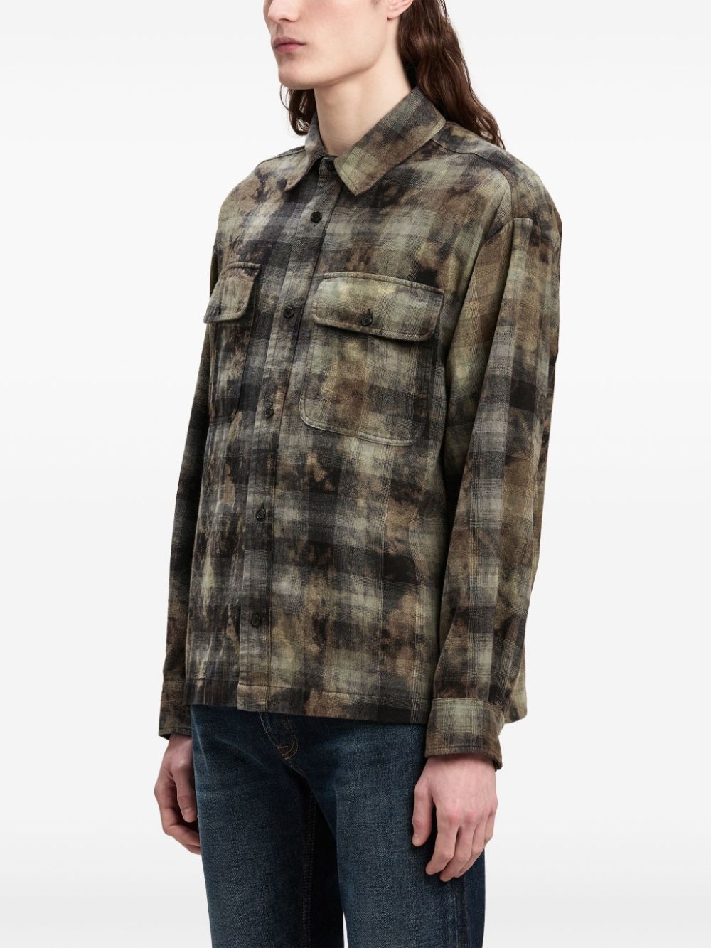 logo-print check-pattern shirt - 3