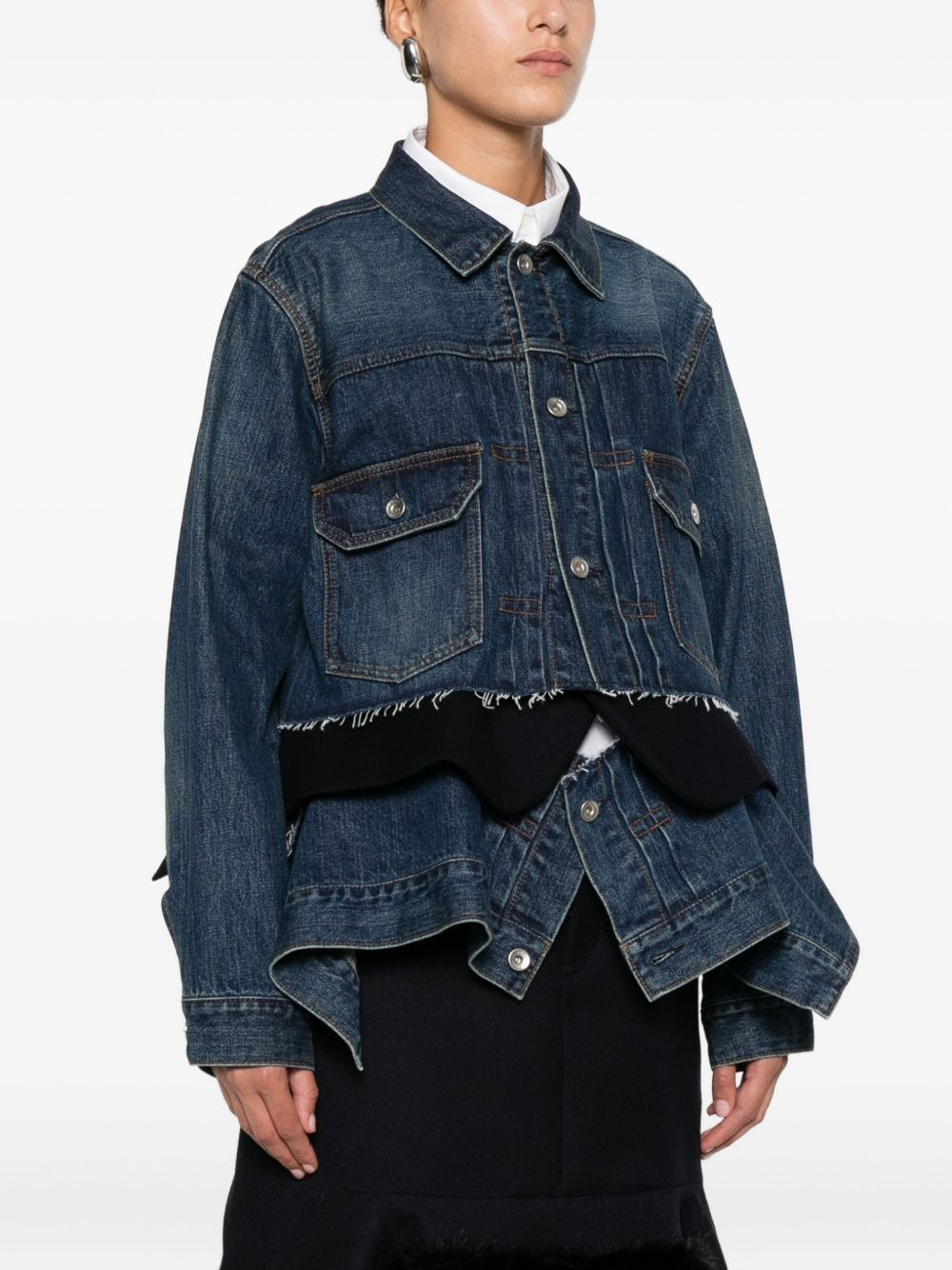 frayed denim jacket - 3