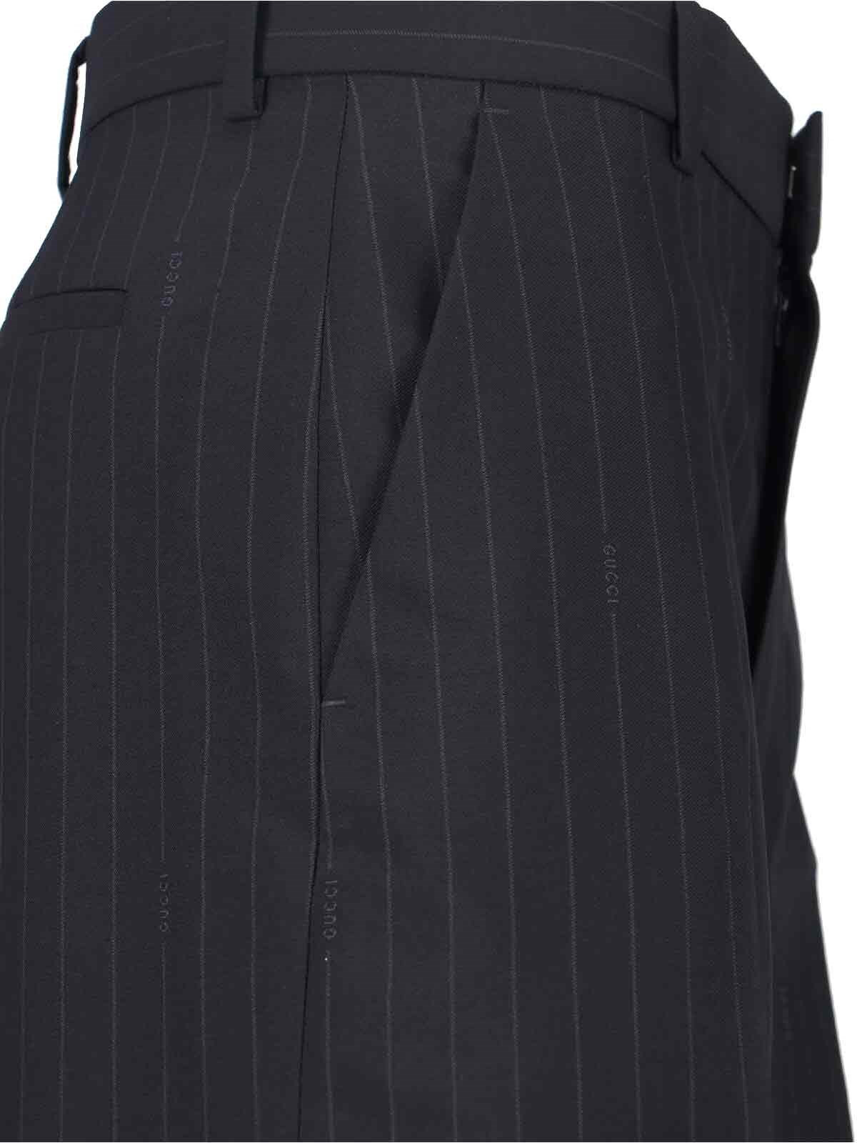 PINSTRIPE WOOL PANTS - 4