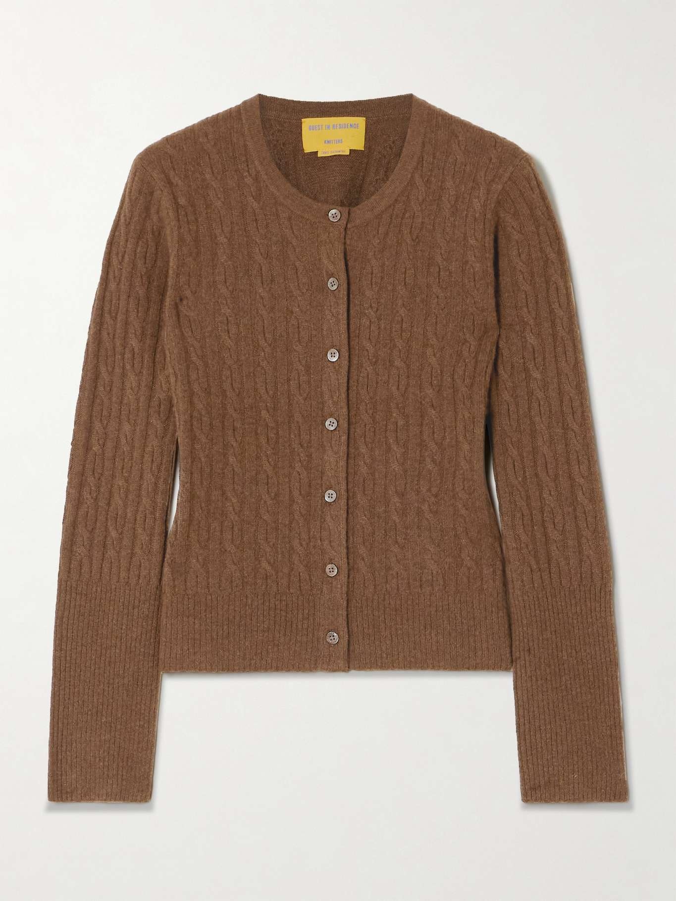 Jane cable-knit cashmere cardigan Brown - 1
