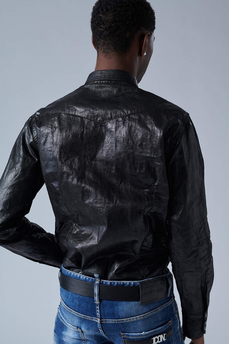 BLACK SHINY WASH CLASSIC WESTERN SHIRT - 2