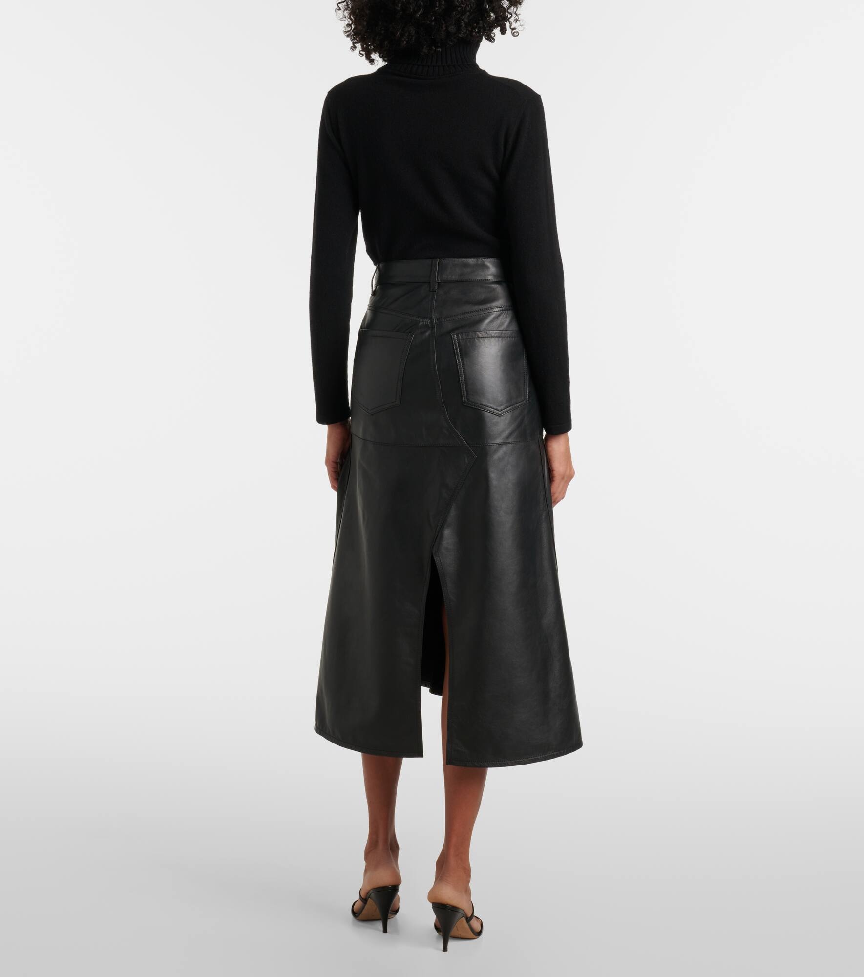 Leather midi skirt - 3