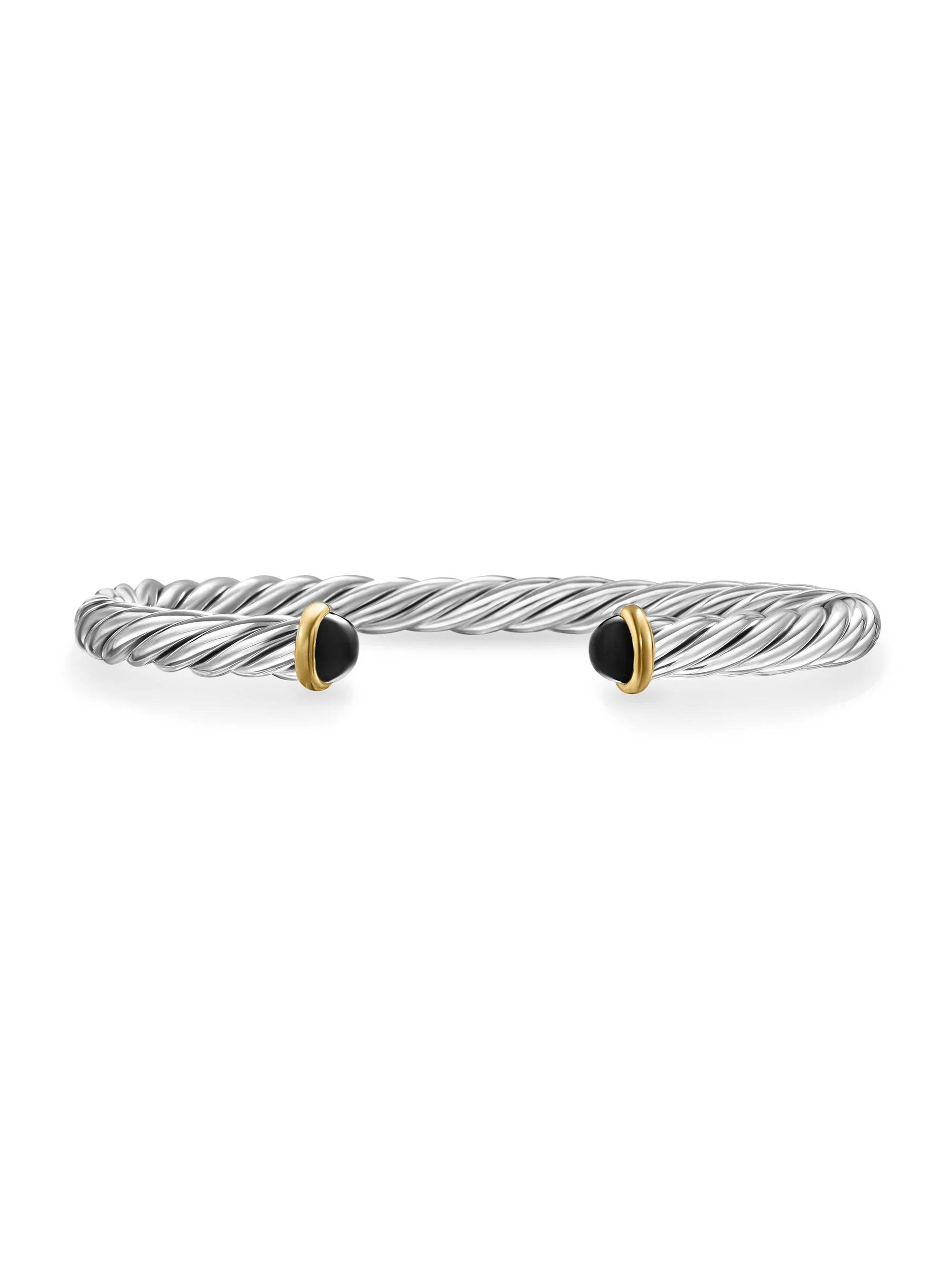 Men's Cable Cuff Bracelet in Sterling Silver - Black Onyx - 1