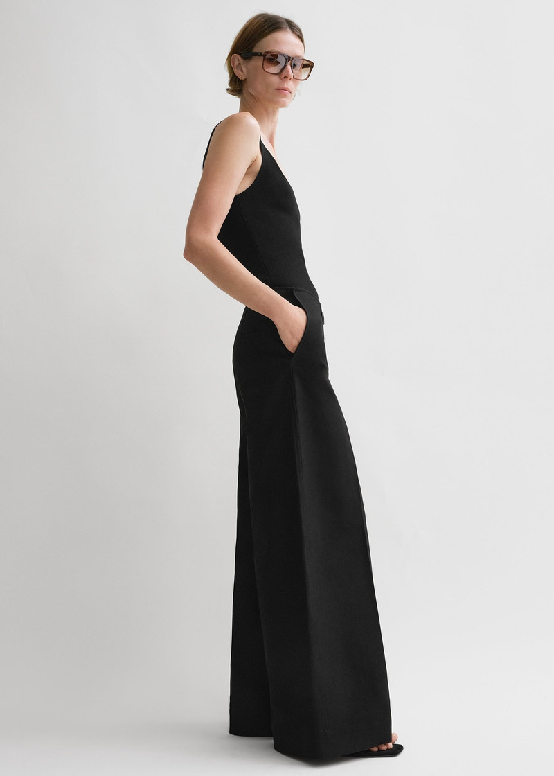 Zip-front wide trousers black 3