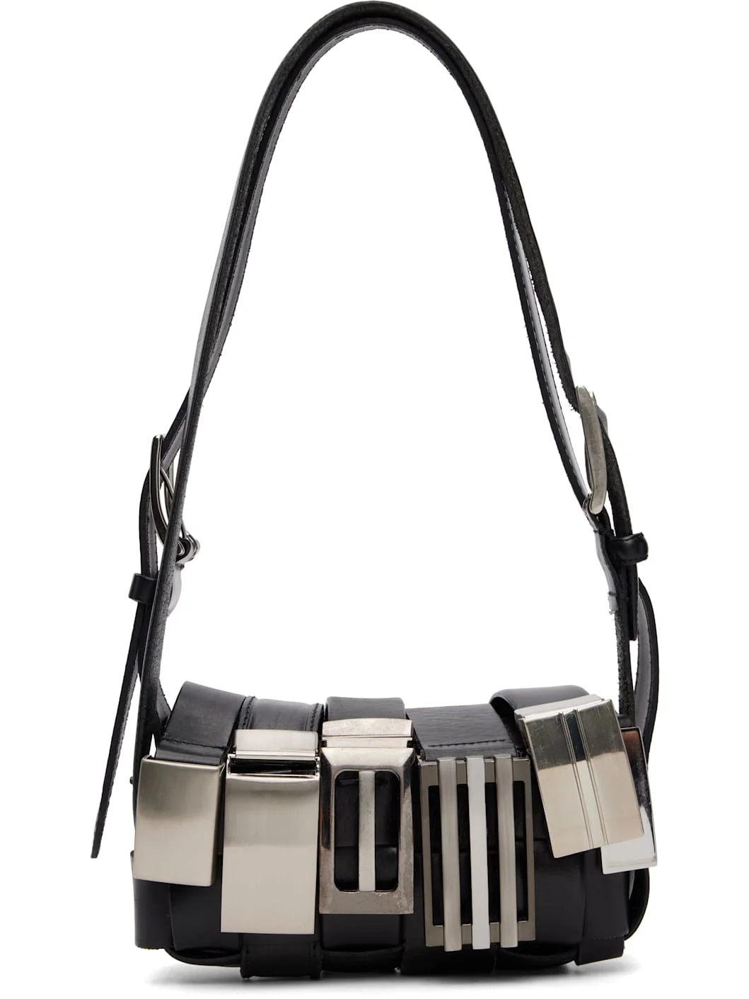 Black Buckle Baguette Bag - 1