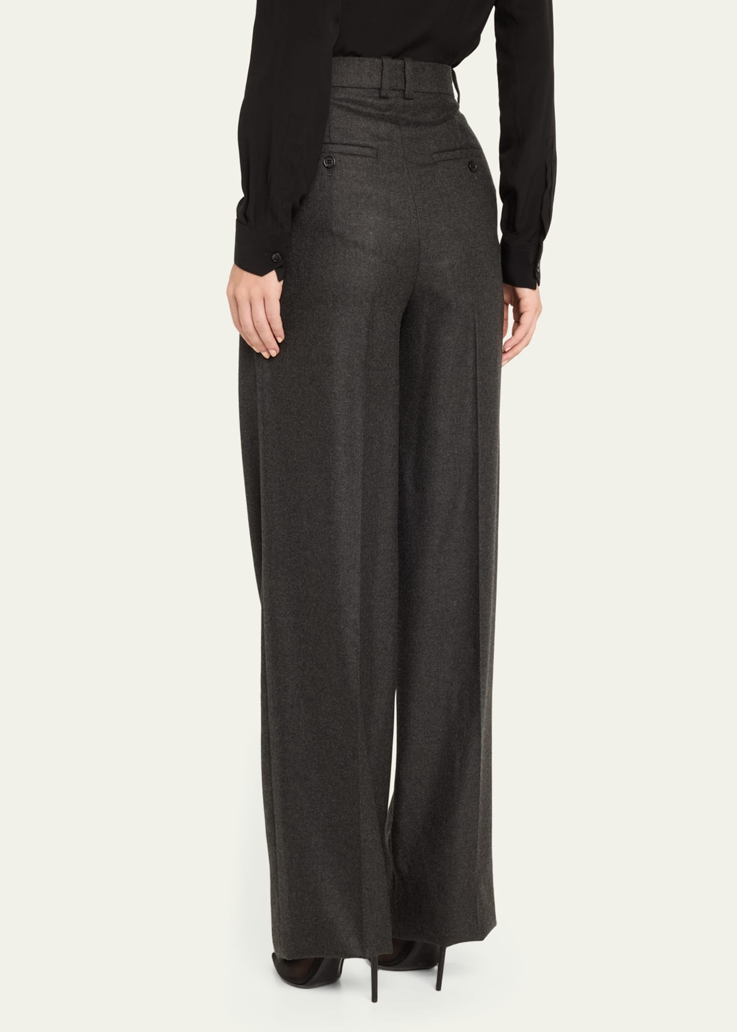 Wide-Leg Tailored Pants with Pleating - 2