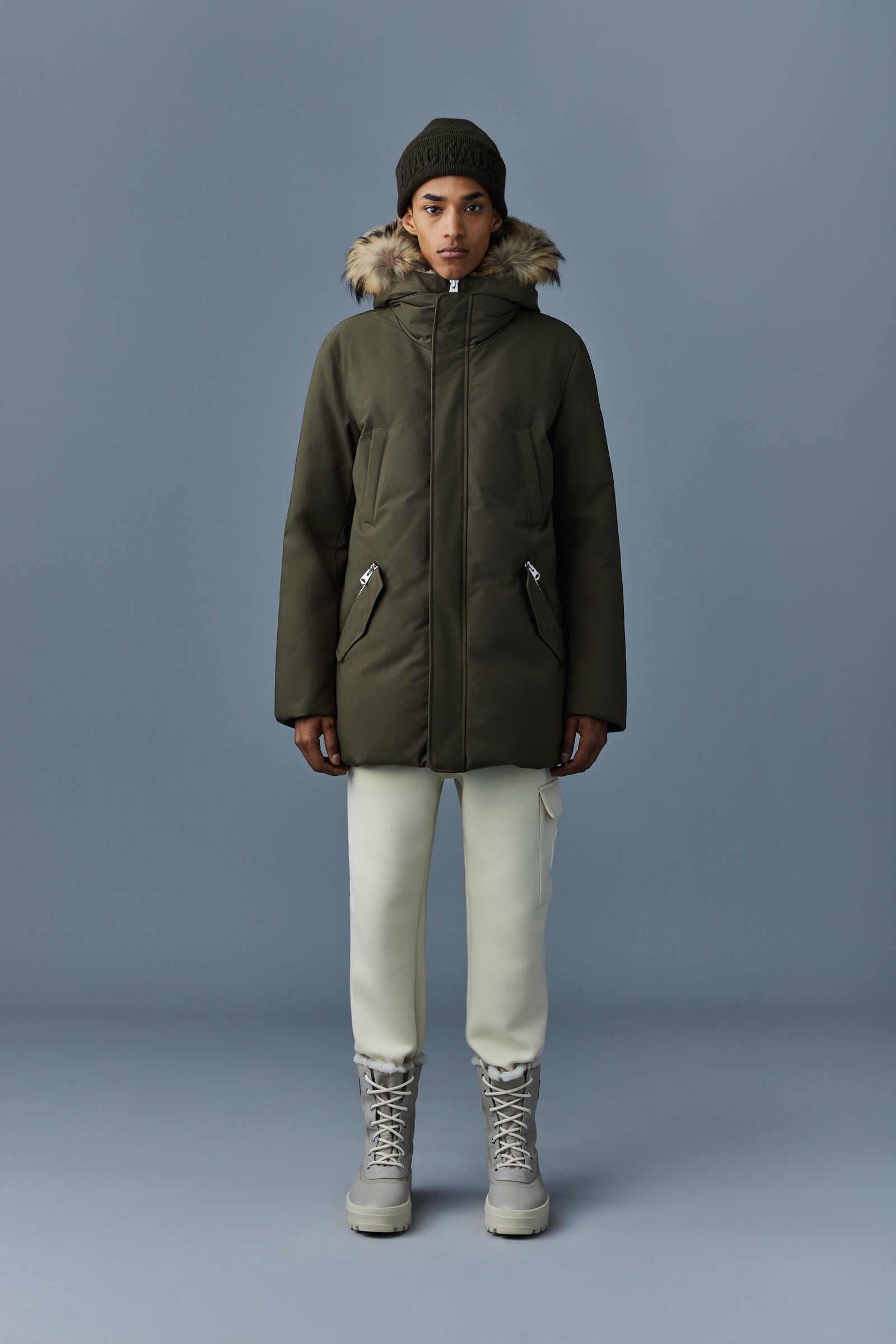 EDWARD 2-in-1 down parka with hooded bib and natural fur for men - 2