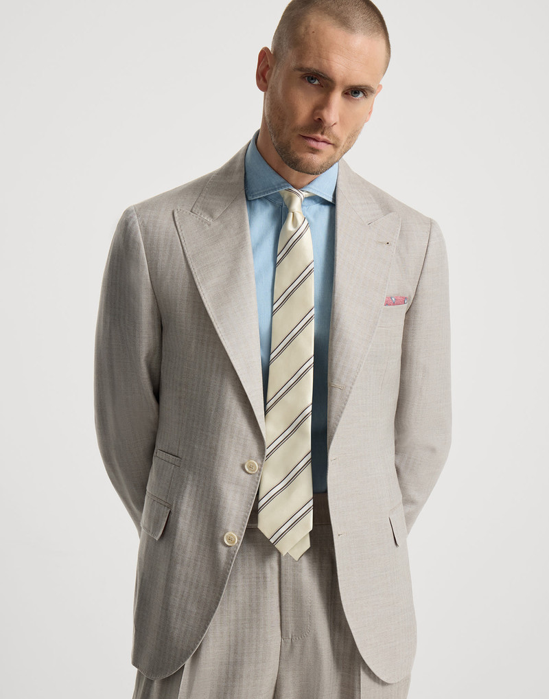 Cashmere and silk chevron deconstructed blazer with peak lapels 5
