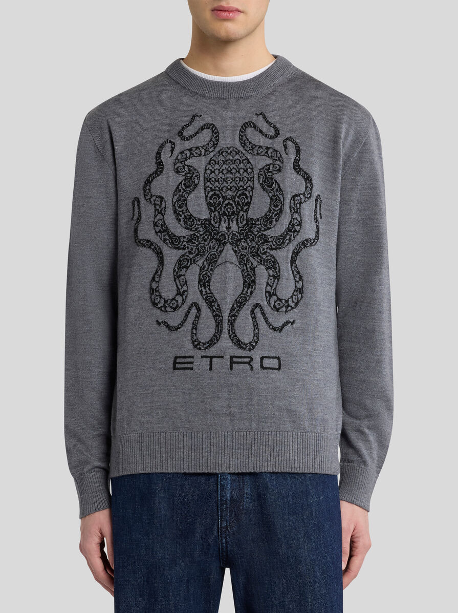 WOOL JUMPER WITH OCTOPUS AND LOGO - 2