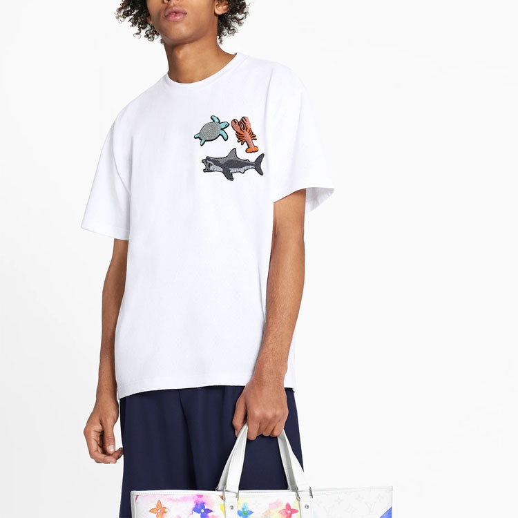 Men's LOUIS VUITTON animal Pattern Printing Short Sleeve White 1A8QXN - 3