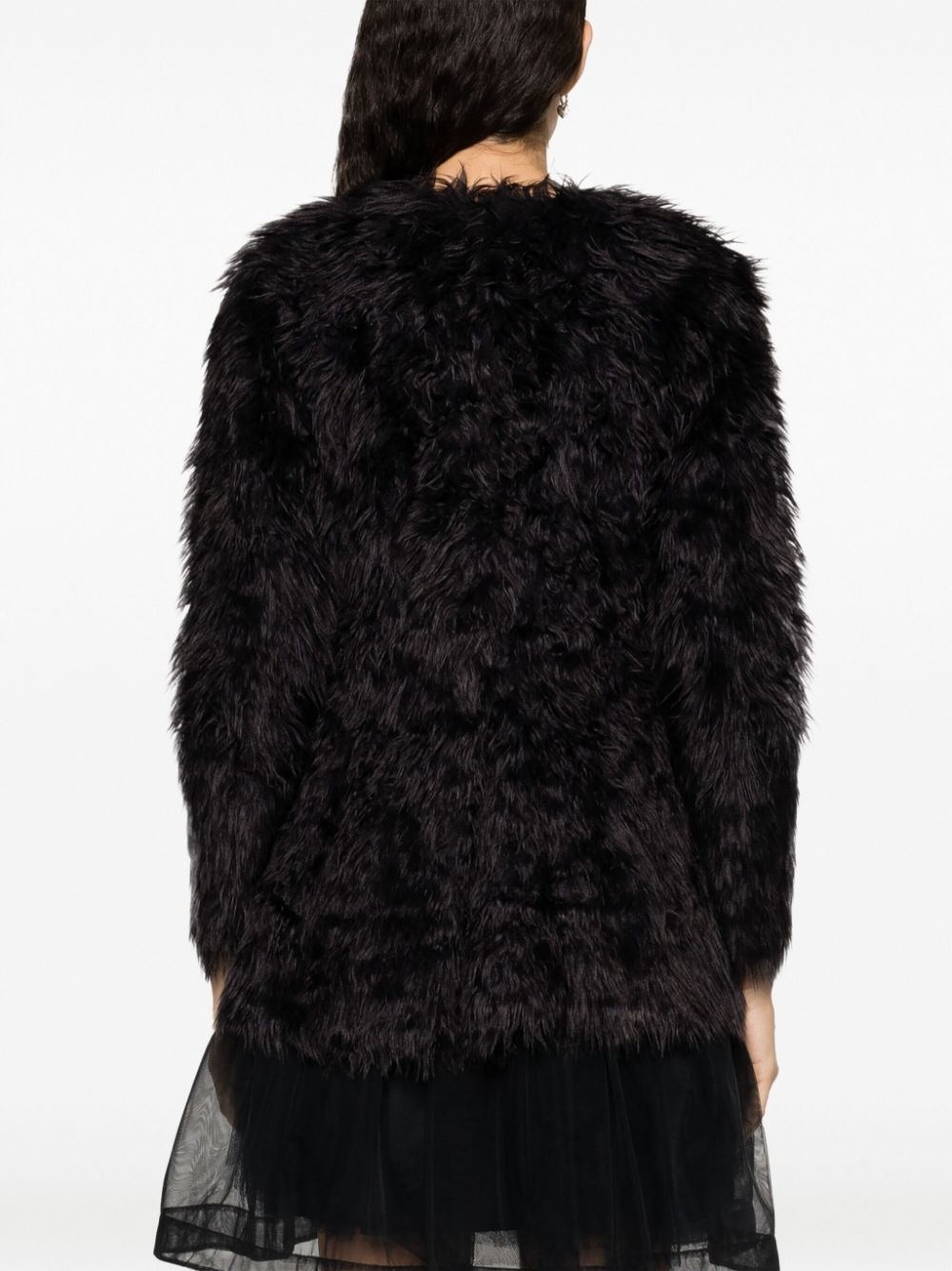 faux-fur long-sleeved top - 4