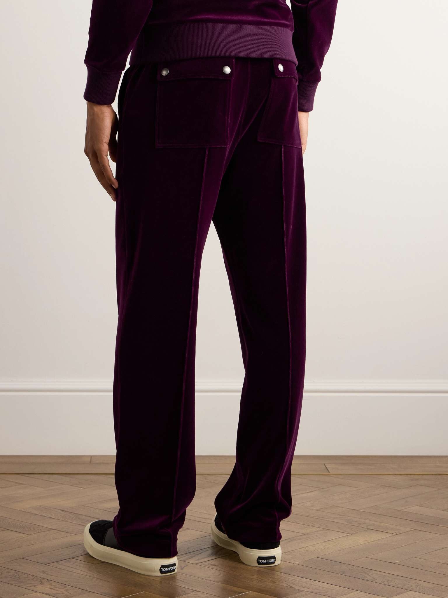 Straight-Leg Cotton-Blend Velour Track Pants - 4