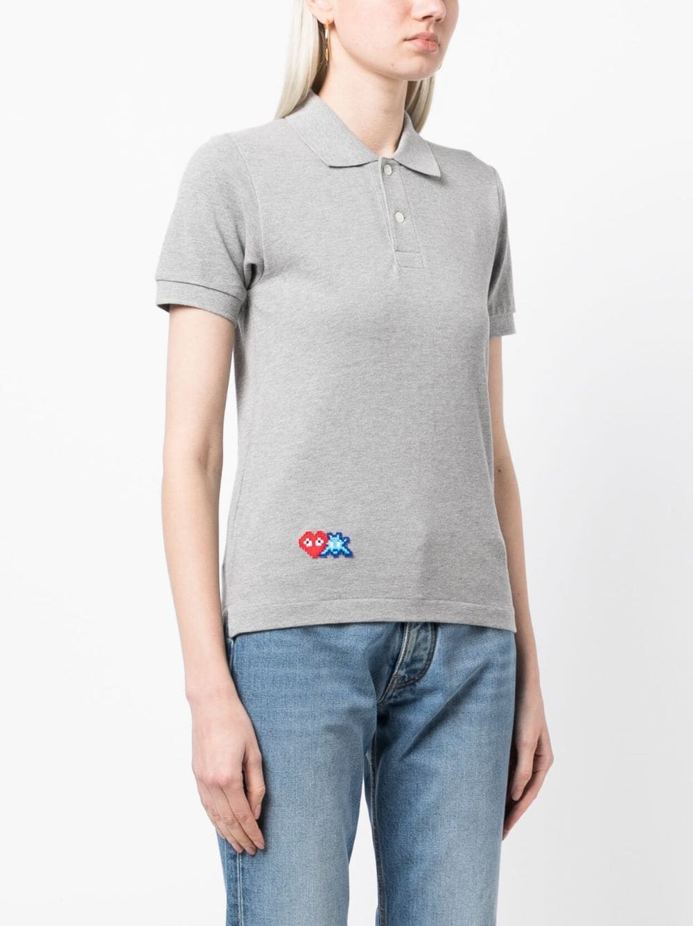 logo-patch cotton polo top - 3