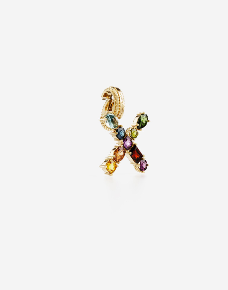 Dolce & Gabbana Charm X Lettering 18-carat yellow gold and multicolored gems outlook