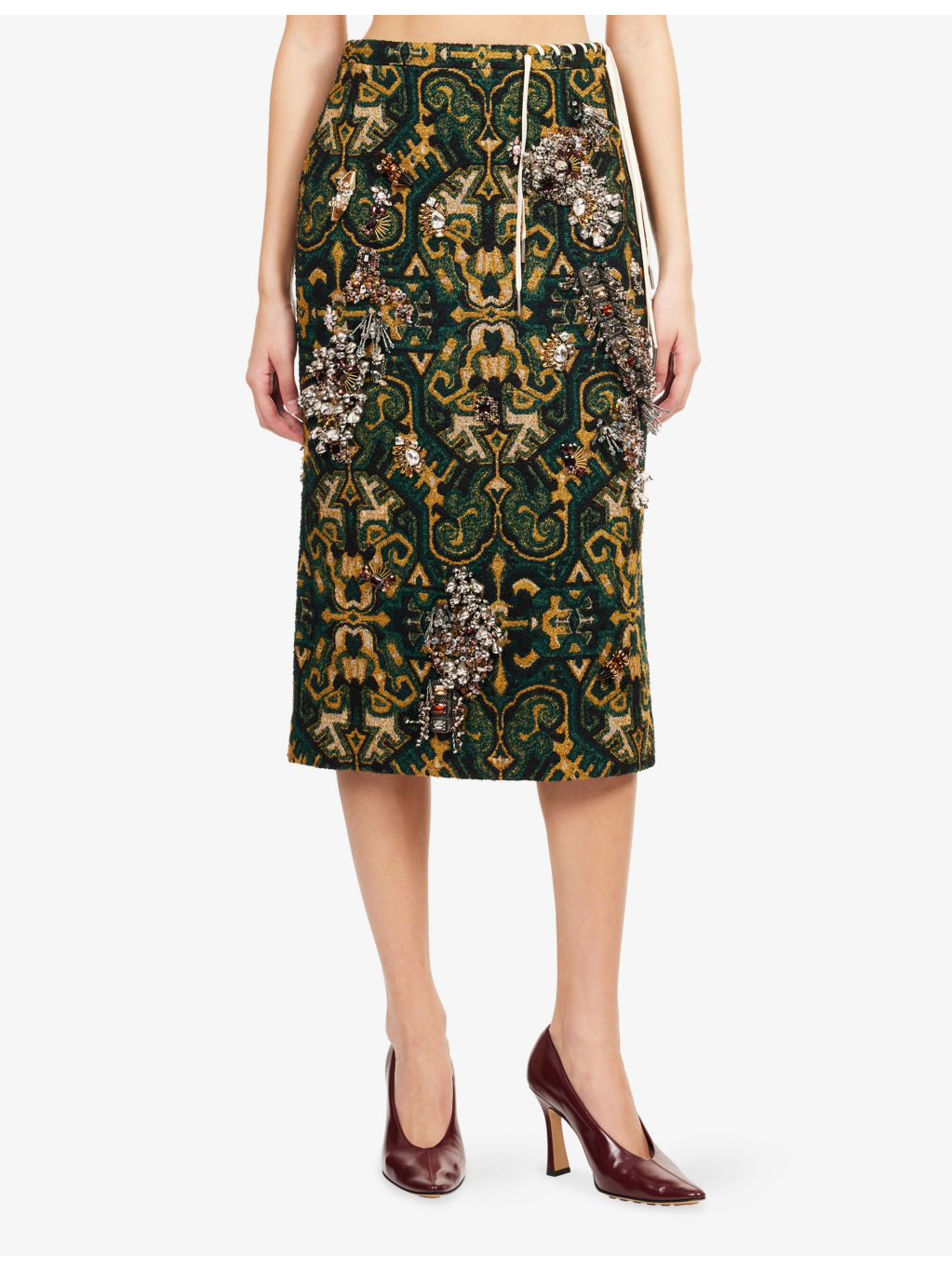 Sokna Embellished Jacquard Woven Midi Skirt - 3